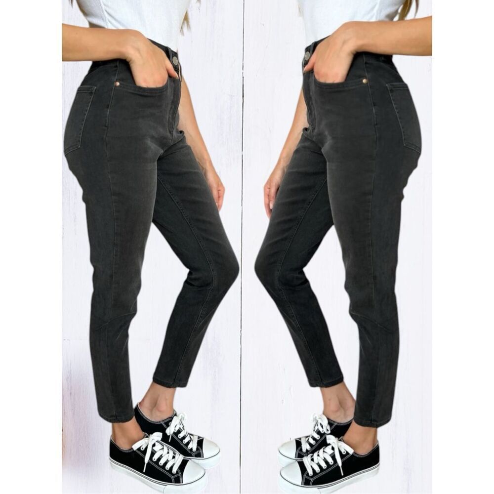 Black Wash Plus High Rise Tummy Control Skinny Jeans Stretch Sculpting Jegging - Picture 13 of 16